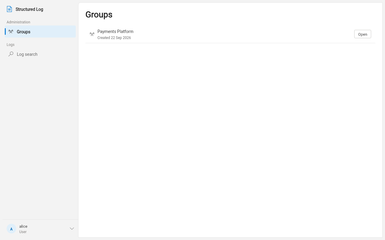 The Groups list as an owner sees it — just the one group they were granted